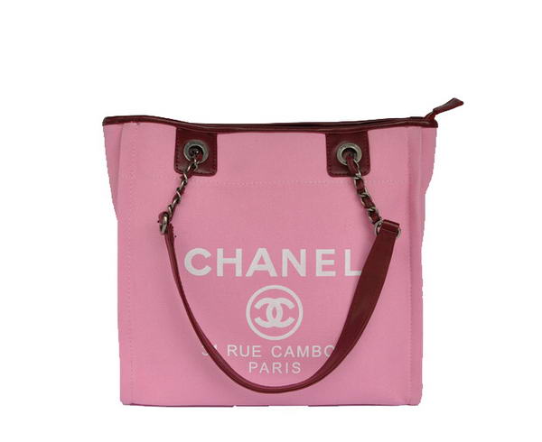 Replica Chanel Small Canvas Tote Shopping Bag A66940 Peach On Sale